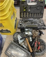 Tub of Casters & Misc. Tools