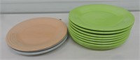 Fiesta Post 86 10 1/2" plate group, 9 chartreuse,