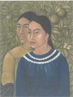Frida Kahlo Mexican Modernist Signed Linocut