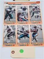 1993 GAMEDAY FOOTBALL CARDS MCDONALDS DOLPHINS