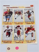 1993 GAMEDAY FOOTBALL CARDS MCDONALDS REDSKINS