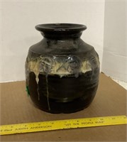 Hand Spun Signed Crock Type Vase damaged