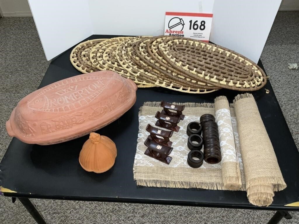 Clay roaster, garlic cooker, placemats, etc.
