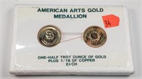 2- Gold Medallions -1/2 Troy Oz. Gold Ea.