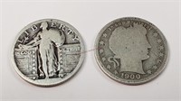 Standing Liberty & 1900 Barber Quarters