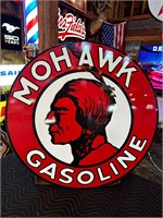 30” Round Porcelain Mohawk Gasoline Sign