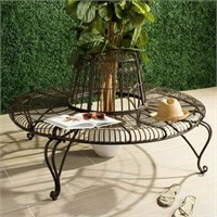 Safavieh Metal Outdoor Tree Bench  Rust Brown