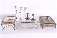 Vintage Serving Dish, Tray & Candelabras