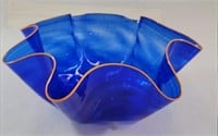 Signed Ruffled Art Glass Bowl After Dale Chihuly