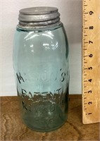 Tall blue Mason canning jar #3