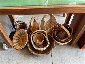 Large Lot of Woven and Wicker Baskets