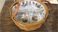 One Longaberger basket with divided insert,