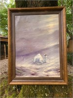 Original Oil on Canvas Lone White Camel