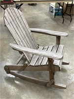 Slat Wooden Frame 38" Folding Gray Rocking Chair