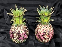 Pair of Cloisonné Enameled Pineapple Candleholders