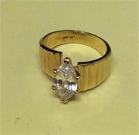 Roman Goldtone and Marquise CZ Ring