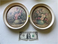 2 vintage floral wall hangers