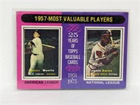1975 Topps 1957 MVP'S Mantle and Aaron #195