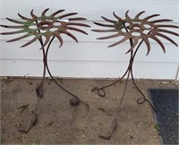 2 PRIMATIVE METAL TABLES/ PLANT STANDS