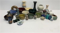 Pottery&vase lot, most signed, stone vase has