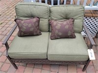 Metal Frame Love Seat w/ Cushions, Pillows & Cover