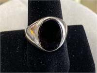 Sterling & onyx gents ring.