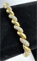 925 Silver w/ Diamond Gold Toned Bracelet