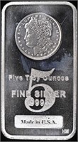 (1) 5 OZ .999 SILVER MORGAN BAR