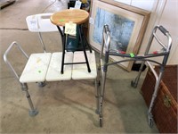 Folding stool, shower chair, aluminum walker