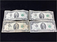 4-$2 us currency bills