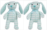 FAO Schwarz Toy Plush Bunny 4inch Whitepink stripe