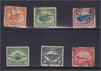 US Stamps #C1-C6 Used (#C4 Mint Hinged) with small