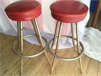 Red Bar Stools Pair