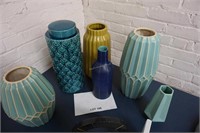6-modern ceramic vases, 8"-15" tall