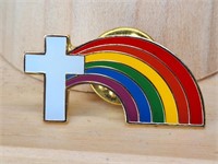 Cross/rainbow pin