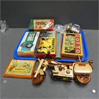 Mixed Marbles, Wood Motorcycle, Early Games