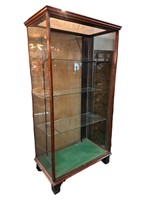 English, Wood & Glass Display Case w Glass Shelves