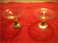 2 Sterling Silver and Glass Candy Dishes