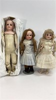 Antique German dolls, (3) all need restoration,