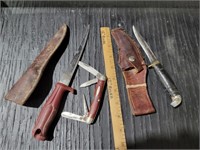 WESTERN KNIFE W/ SHEATH, FOLDING CASE KNIFE DAMAGE