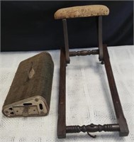Antique portable oak prayer altar / foot warmer