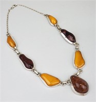 Sterling Silver & Amber Necklace.