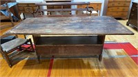LARGE ANTIQUE PINE BENCH TABLE