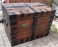 Antique Trunk With Monogrammed Brass Plate With