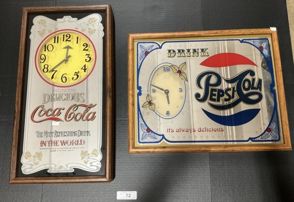 Advertising Coca-Cola & Pepsi-Cola Wall Clocks.