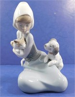 Lladro #5032 Girl with Dog and Cat