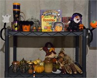 Top two shelves of Halloween items