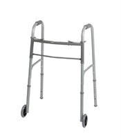 Medline Two-Button Folding Walker with 5  Wheels