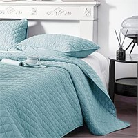 Exclusivo Mezcla Ultrasonic Quilt Set, Twin, Aqua