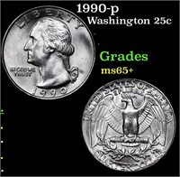 1990-p Washington Quarter 25c Grades GEM+ Unc